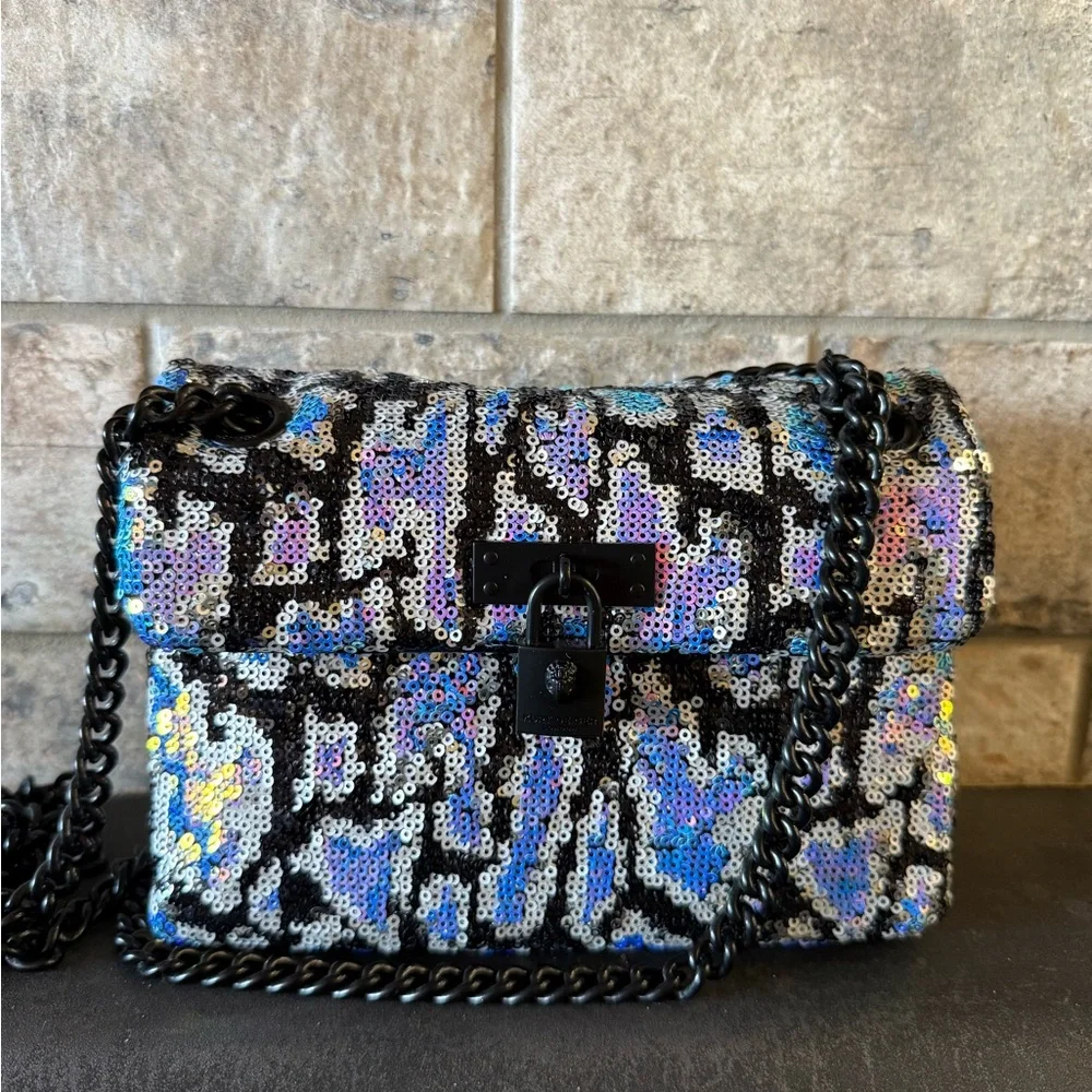 Kurt Geiger Sequin Mosaic Crossbody Shoulder Bag - Black & Iridescent